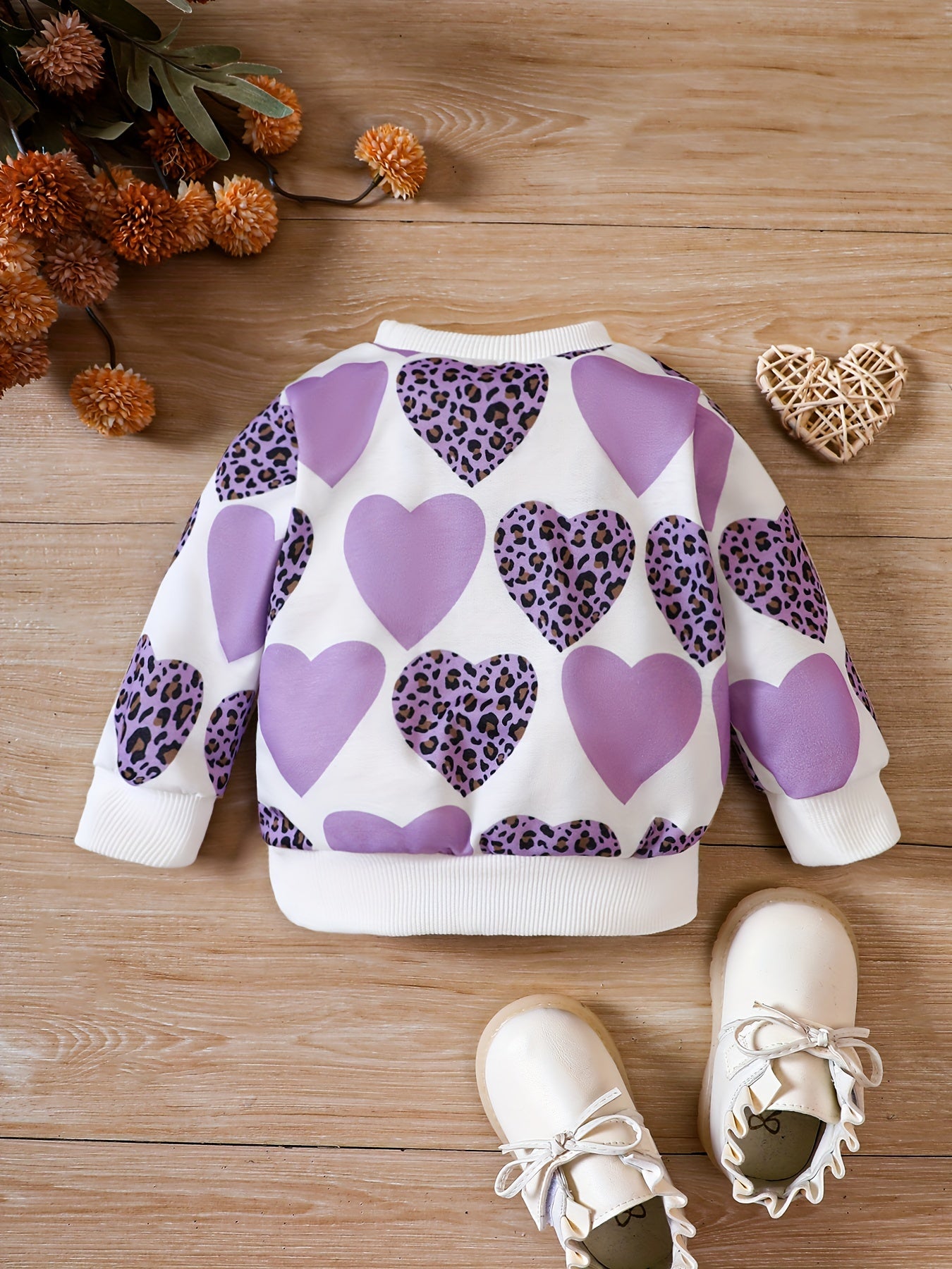 Toddler Baby Girl Leopard Love Printed Sweatshirt Long Sleeve Pullover