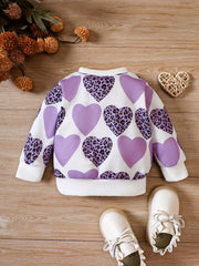 Toddler Baby Girl Leopard Love Printed Sweatshirt Long Sleeve Pullover