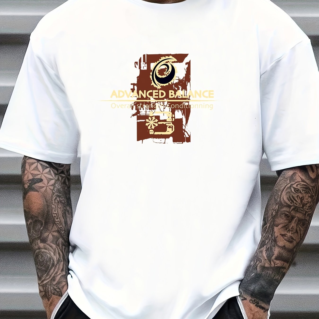 Retro Number Print Men's Crew Neck T-shirt