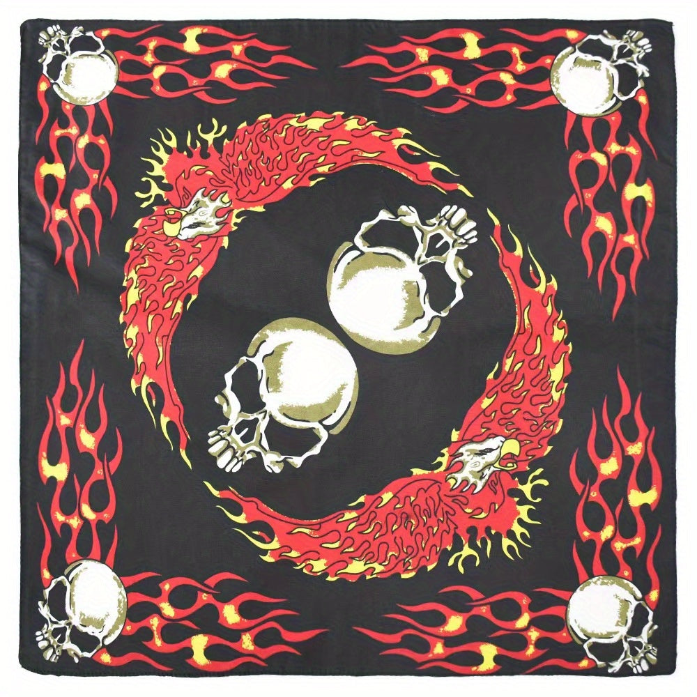 Polyester Skull Print Square Scarf Hip Hop Street Dance Halloween Scarf