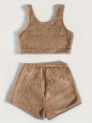 Eyelash Print Lounge Set Tank Top & Shorts Women's Loungewear