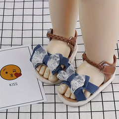 Bowknot Open Toe Sandals For Baby Girls Lightweight Anti Slip Sandals