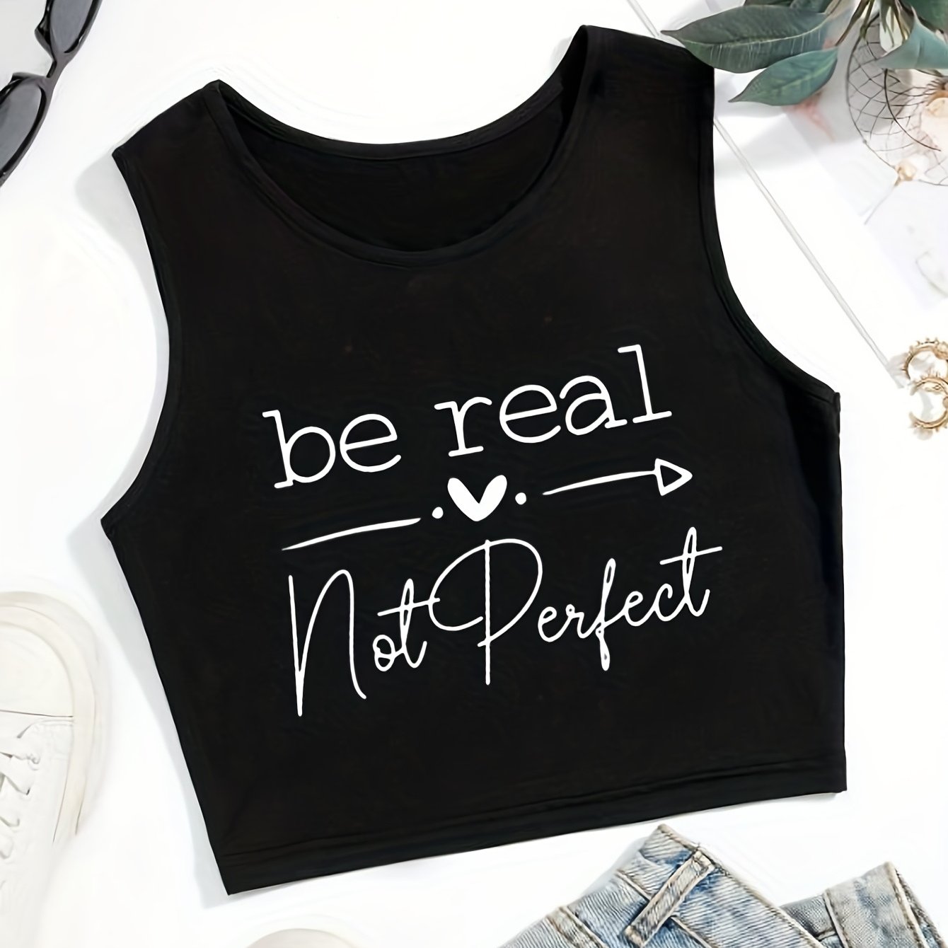 Be Real Cropped Tank Top Sexy Summer Sleeveless Casual Top