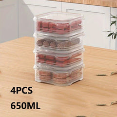 4pcs Clear Food Storage Box With Locking Lid Sealed Storage Baskets