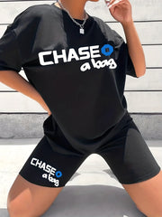 2pcs Summer Sports Suits Letter Graphic Short Sleeve T shirts & Shorts