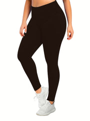 Casual Leggings Women's Plus Solid High Rise Stretchy Skinny Yoga Legg