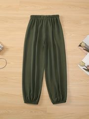 Drawstring Waist Wide Leg Pants Pocket Casual Pants