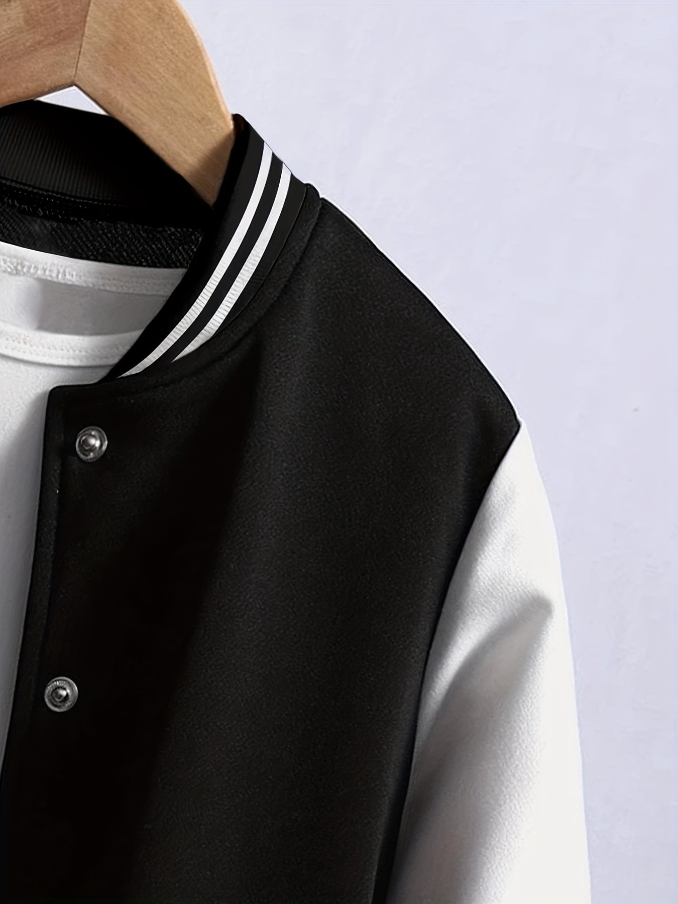 Youth Varsity Jacket Letter Snap Button Casual Baseball School Coat