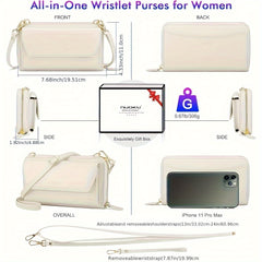 Womens RFID Wallet Purse Urban Style Zip Closure 2 Strap Lining Solid Pattern
