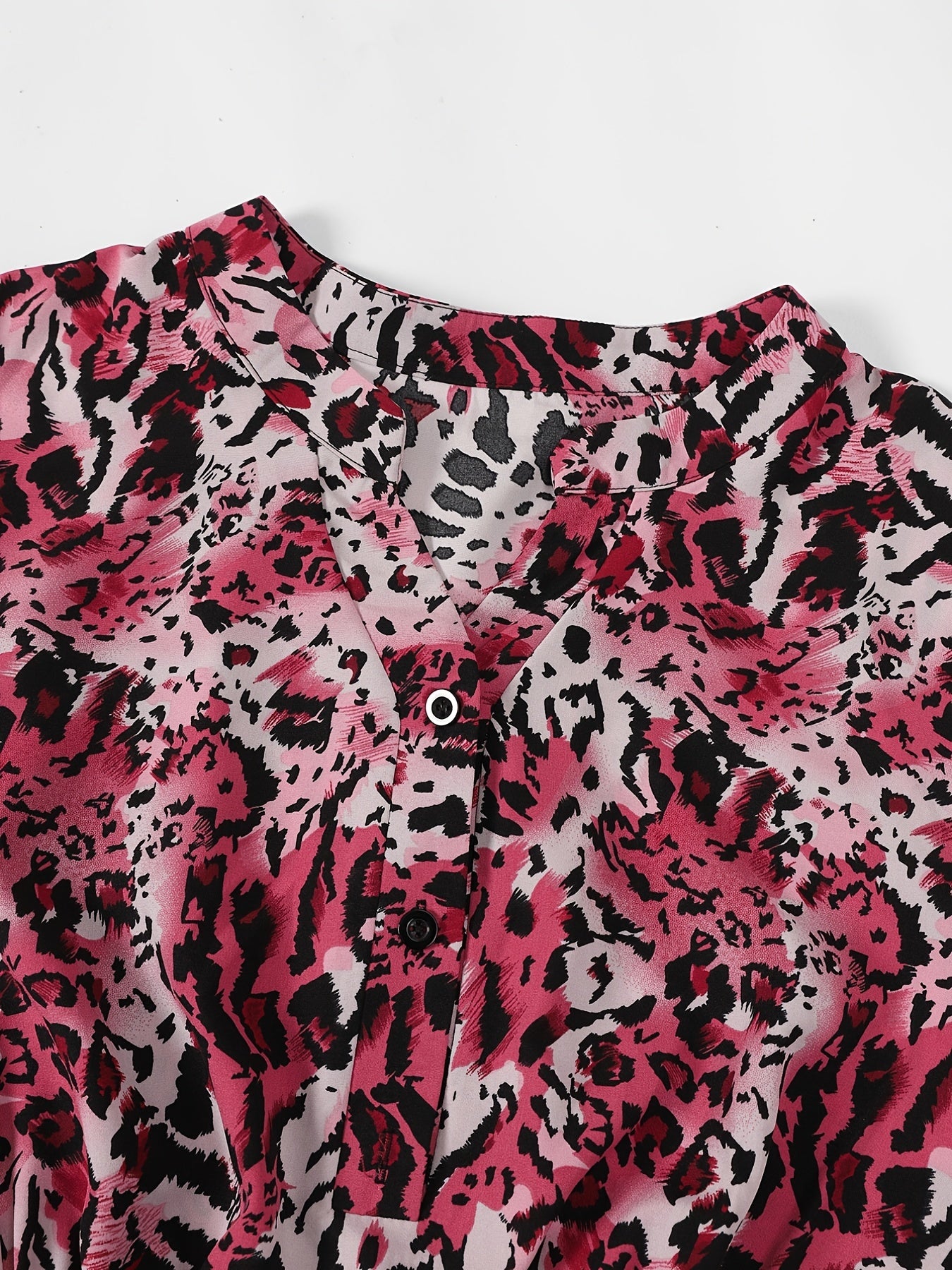 Graphic Print Ruffle Trim Button Up Dress