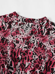 Graphic Print Ruffle Trim Button Up Dress