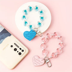 Y2K Heart Shape Beads Keychain Pendant Car Ornament Bag Accessories