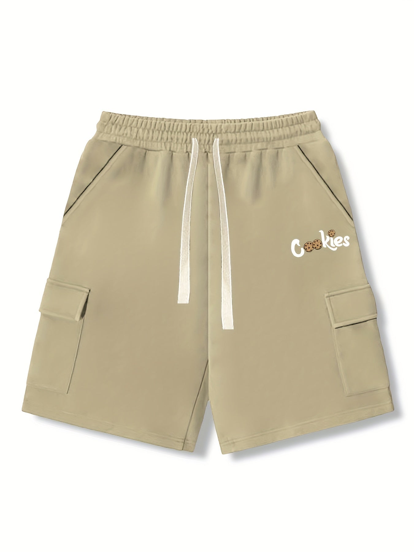 Men's Comfy Cargo Shorts Solid Stretch Elastic Waist Drawstring Shorts