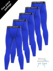 Men's 5pcs High Stretch Leggings Quick Dry Sports Compression Pants