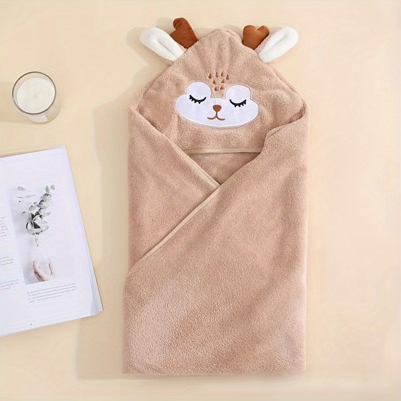 Kids Hooded Bath Towel Cartoon Animal Designs High Absorbency Bathrobe