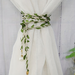 2pcs Rattan Curtain Holdback Faux Pearl Beaded Rope Home Decoration