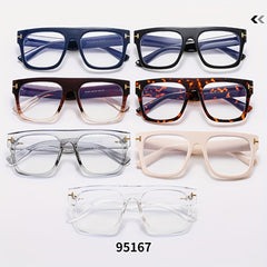 Men's Square Flat Mirror Myopia Glasses Anti Light PC Spectacles