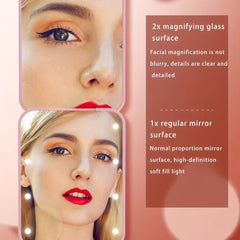 LED Lighted Makeup Mirror Compact Travel Portable Folding Hand Mirror