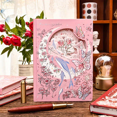 Rose Flower Notebook Hollow Notepad Bronzing Cover & Heart Illustration