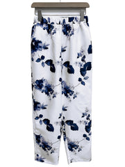 Floral Print Elastic Waist Pants with Pockets for Women