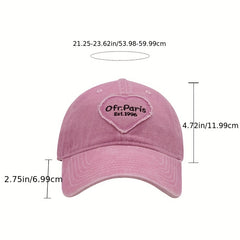 Vintage Heart Patch Baseball Cap Distressed Cotton Sun Hat