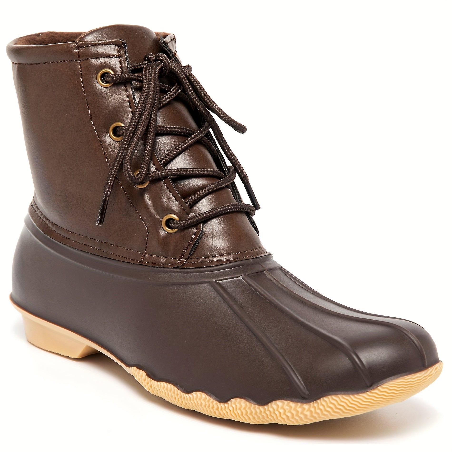 Thermal Waterproof PVC Duck Boots Lace Up Non Slip Snow Rain Boots