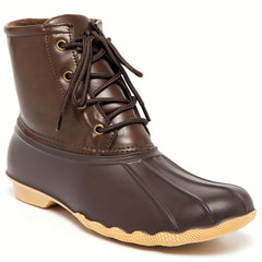 Thermal Waterproof PVC Duck Boots Lace Up Non Slip Snow Rain Boots