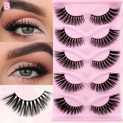 5 Pairs Cat Eye Faux Mink Eyelashes Fluffy Volume Strip False Lashes
