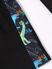 Toddler Boys Letter Dinosaur Print Tee Track Shorts Set
