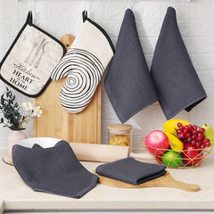 Ultra Soft Waffle Woven Dish Cloths Absorbent Quick Drying Kitchen Supplies