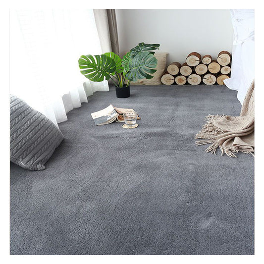 1pc Plush Area Rug Thickened Bedside Carpet Solid Large Area Floor Carpet