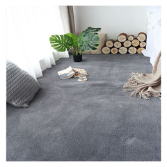 1pc Plush Area Rug Thickened Bedside Carpet Solid Large Area Floor Carpet