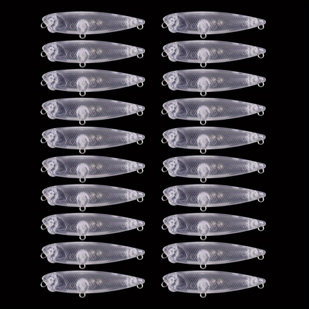20pcs DIY Jerkbaits and Crankbaits Unpainted Fishing Lures for Customization