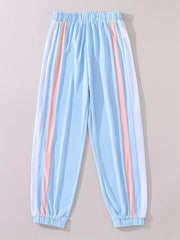 Kid Teen Girls Striped Sports Casual Active Trousers