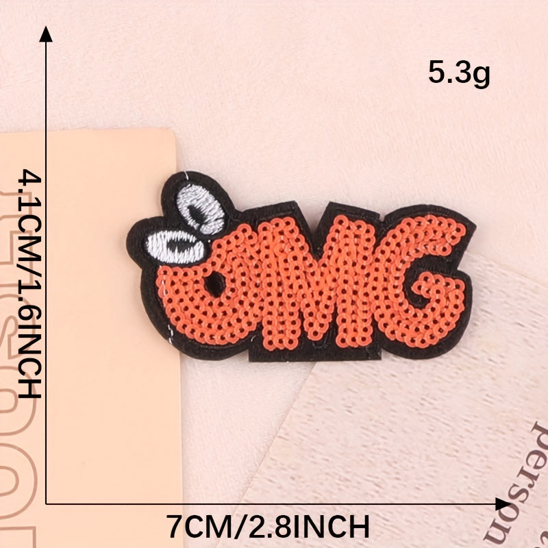 4pcs Sequin Eyes Letter Mix And Match Patches DIY Iron on Model Cloth Stickers