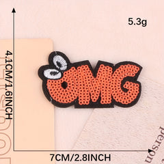 4pcs Sequin Eyes Letter Mix And Match Patches DIY Iron on Model Cloth Stickers