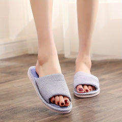Women's Striped Pattern Slippers Casual Slip On Indoor Slippers