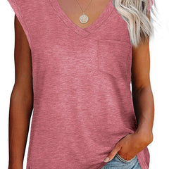 Women's V Neck Tank Top Loose Side Slit Tunic Cami