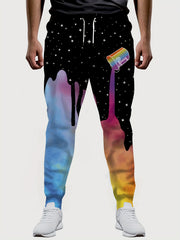 Shining Pattern Drawstring Sweatpants Loose Fit Pants Men's