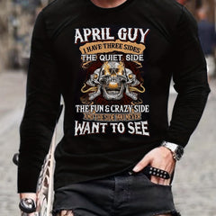 Skull Print Men's Long Sleeve Novelty T shirt