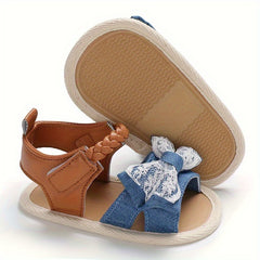 Bowknot Open Toe Sandals For Baby Girls Lightweight Anti Slip Sandals