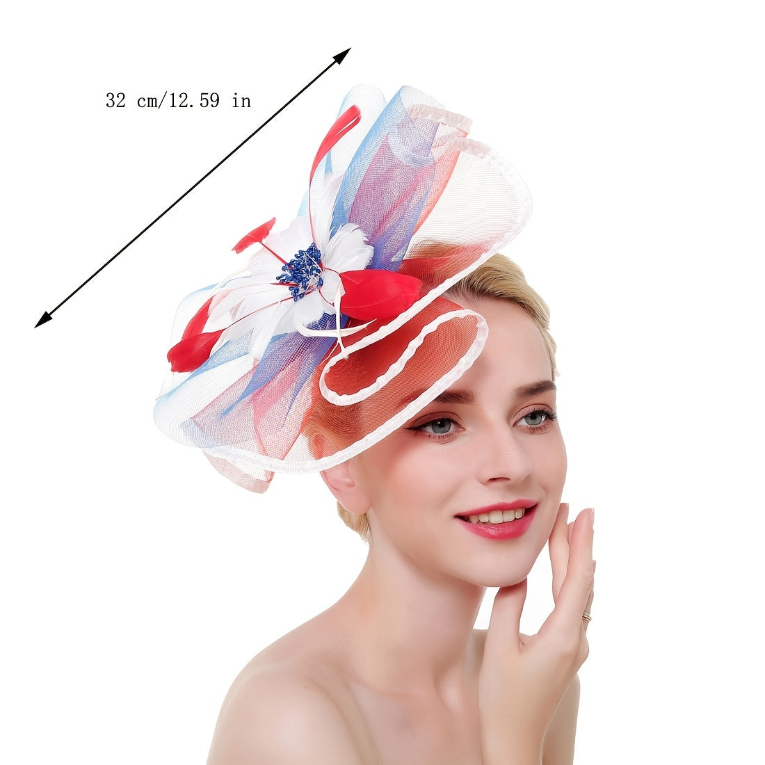 Crin Ruffle Wavy Disc Fascinator Hat with Feather Flower