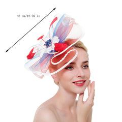 Crin Ruffle Wavy Disc Fascinator Hat with Feather Flower
