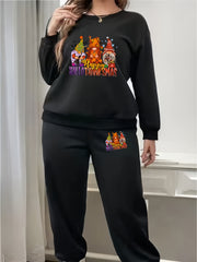 Funny Dwarf Print Sweatshirt & Jogger Sweatpants Set