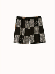 Bear Print Plaid Pajama Set Short Sleeve Top & Shorts