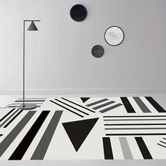 Fluffy Faux Wool Area Rug Non-slip Modern Striped Large Carpet