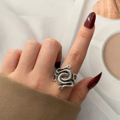 Punk Style Vintage Snake Pattern Zinc Alloy Adjustable Cuff Ring