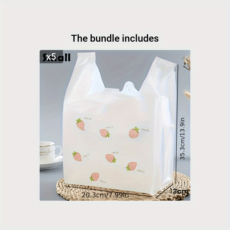 20pcs Strawberry Print Shirt Bags with Handles