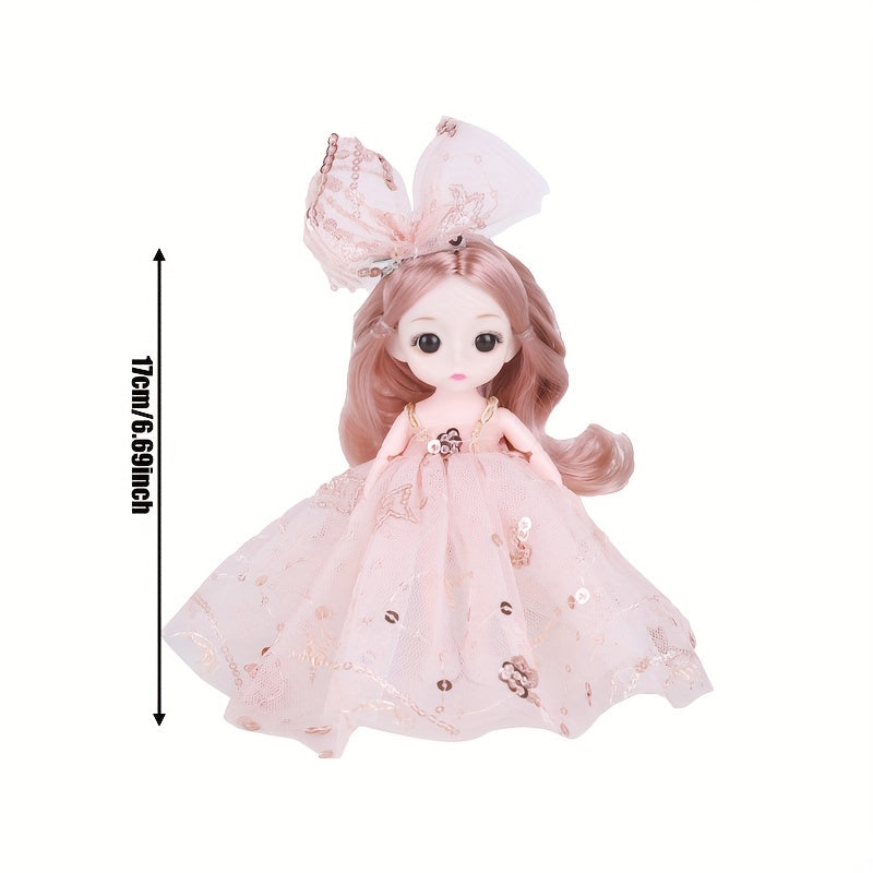 6.69in Yellow Duck Princess Doll Realistic Doll for Girls Dress Up Ornament