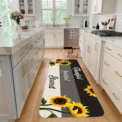 Sunflower Print Absorbent Non Slip Rug for Home Decor
